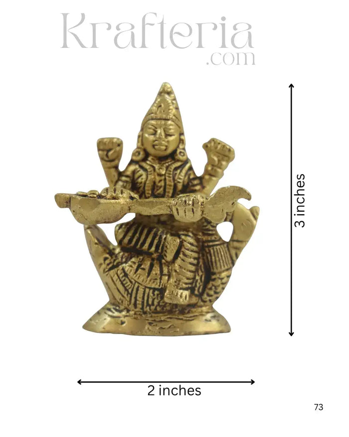 Brass Goddess Saraswathi Idol for Spiritual and Educational Spaces   Brass Ware