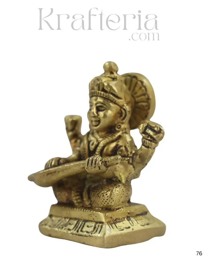 Brass Goddess Saraswathi Idol for Spiritual and Educational Spaces   Brass Ware