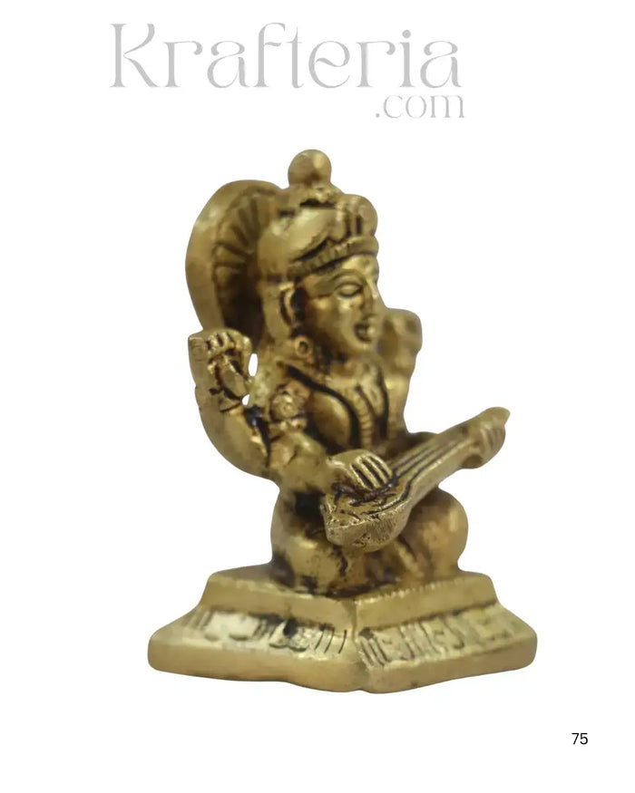 Brass Goddess Saraswathi Idol for Spiritual and Educational Spaces   Brass Ware