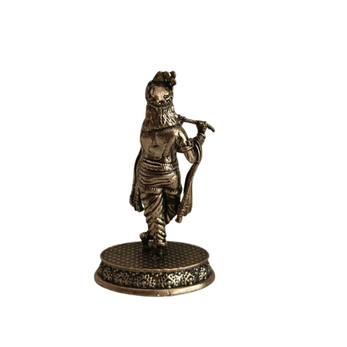 Brass Idol of Lord Krishna with Flute ( Murali ) on Detailed Pedestal   Brass Ware