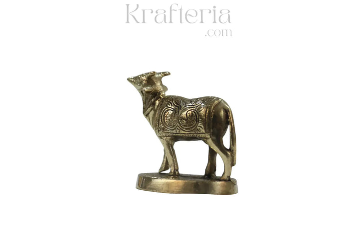 Brass Kamadhenu Cow Statue – Elegant Home Décor Accent   Brass Ware