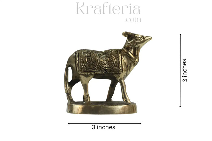 Brass Kamadhenu Cow Statue – Elegant Home Décor Accent   Brass Ware