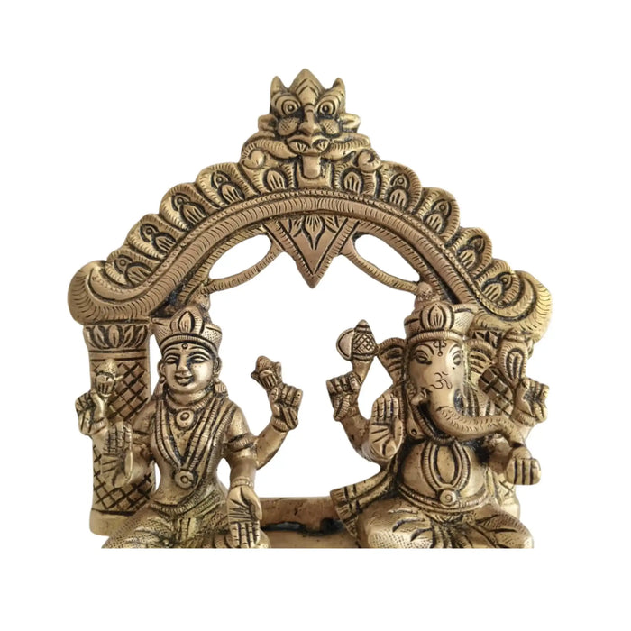 Brass Lakshmi and Ganesha Idol under Archway | Prabhavali   Brass Ware