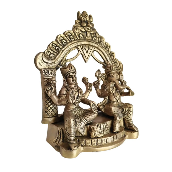 Brass Lakshmi and Ganesha Idol under Archway | Prabhavali   Brass Ware