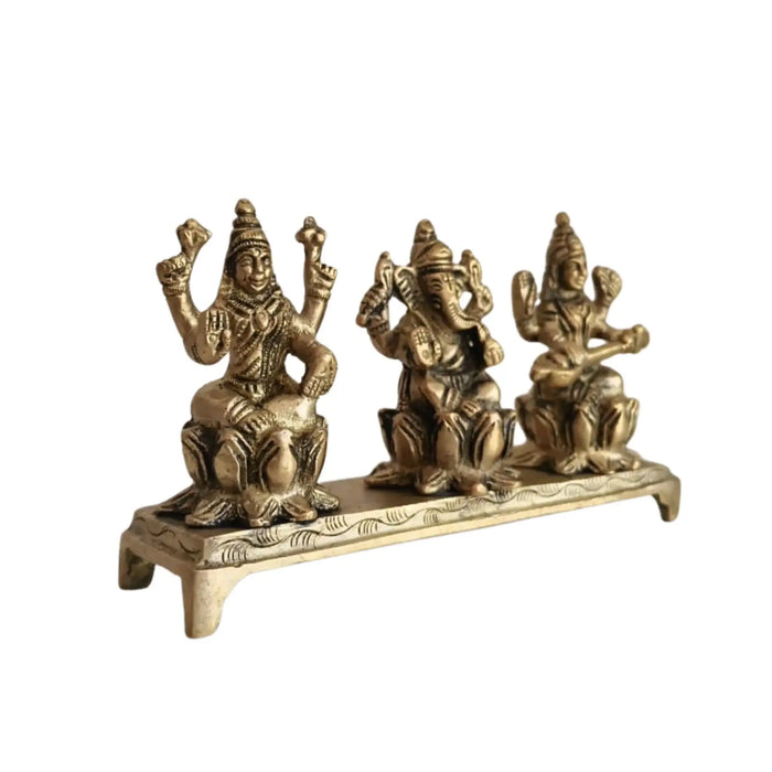 Brass Lakshmi Ganesha Saraswati Idol Set   Brass Ware