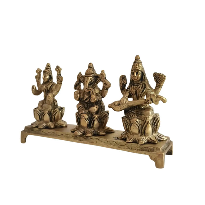 Brass Lakshmi Ganesha Saraswati Idol Set   Brass Ware