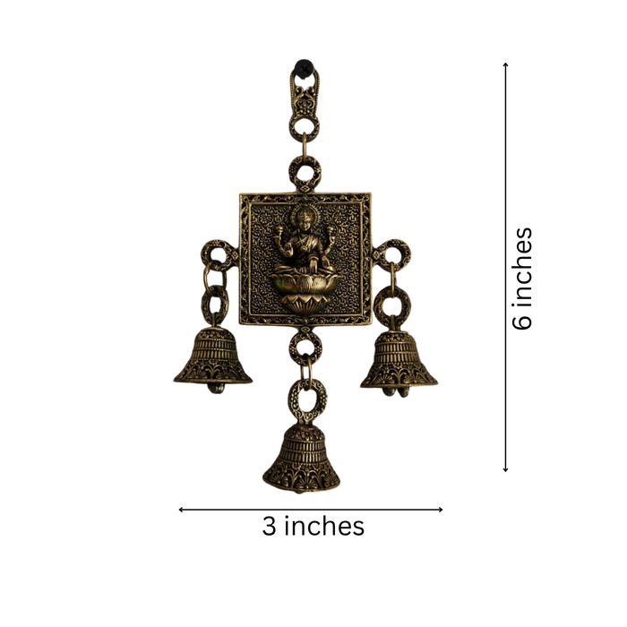 Brass Lakshmi Wall Hanging with Traditional Temple Bells   Brass Artwork