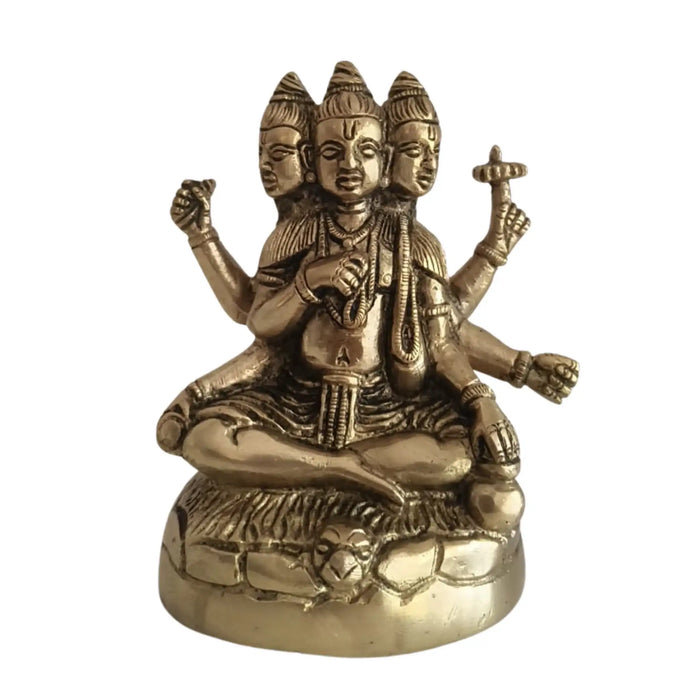 A shiny brass Lord Brahma statue, perfect for gifting and decor.