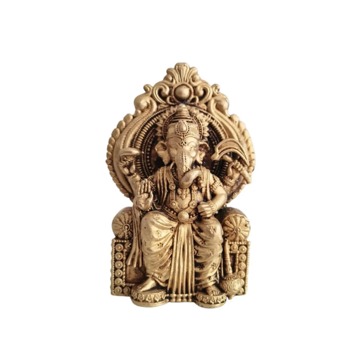 Brass Lord Ganesha Idol Seated on Throne – Royal Vigneshwara   Brass Ware