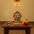 Brass Lord Ganesha Idol with Prabhavali Arch and Elaborate Pedestal   Brass Ware