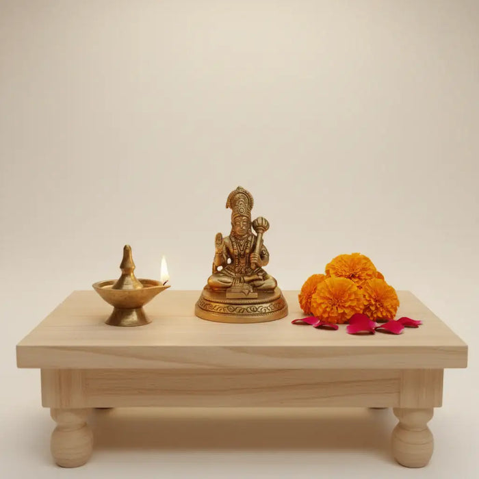 Brass Lord Hanuman Idol with Gada – Symbol of Devotion, Strength, and Protection   Brass Ware