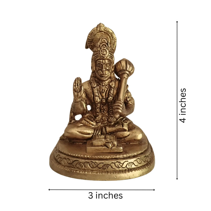 Brass Lord Hanuman Idol with Gada – Symbol of Devotion, Strength, and Protection   Brass Ware