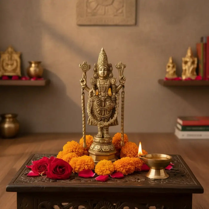 Brass Lord Venkateswara Idol (Balaji): Embodiment of Prosperity and Grace   Brass Ware