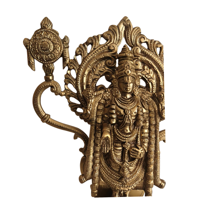 Lord Venkateswara brass idol, traditional Balaji statue, religious brass idol.
