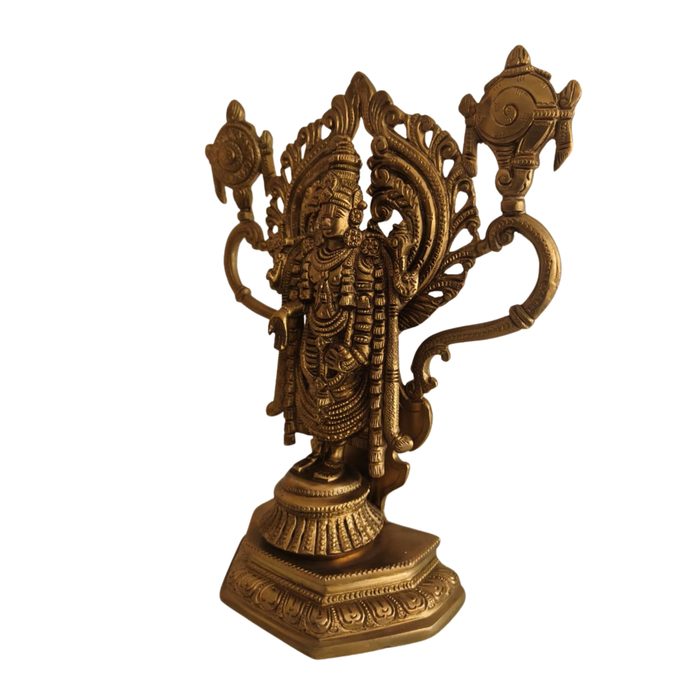 Lord Venkateswara brass idol, a traditional Balaji statue with intricate details.