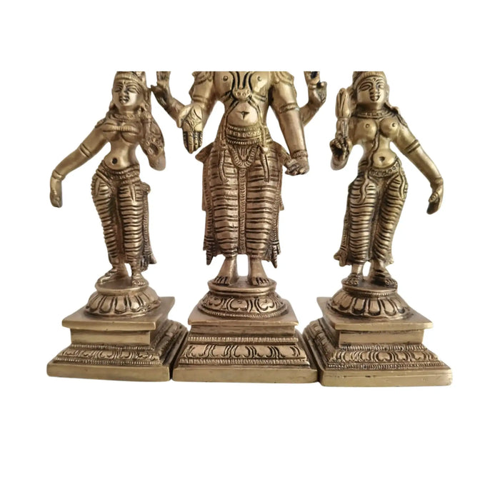 Brass Lord Vishnu Consorts Idol Set Sridevi & Bhudevi / Lakshmi & Saraswati   Brass Ware