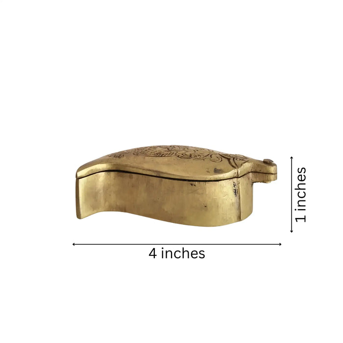 Engraved brass Mango Shaped Decorative Box for storage.