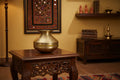 Ethnic brass kalash with wide rim and textured surface
