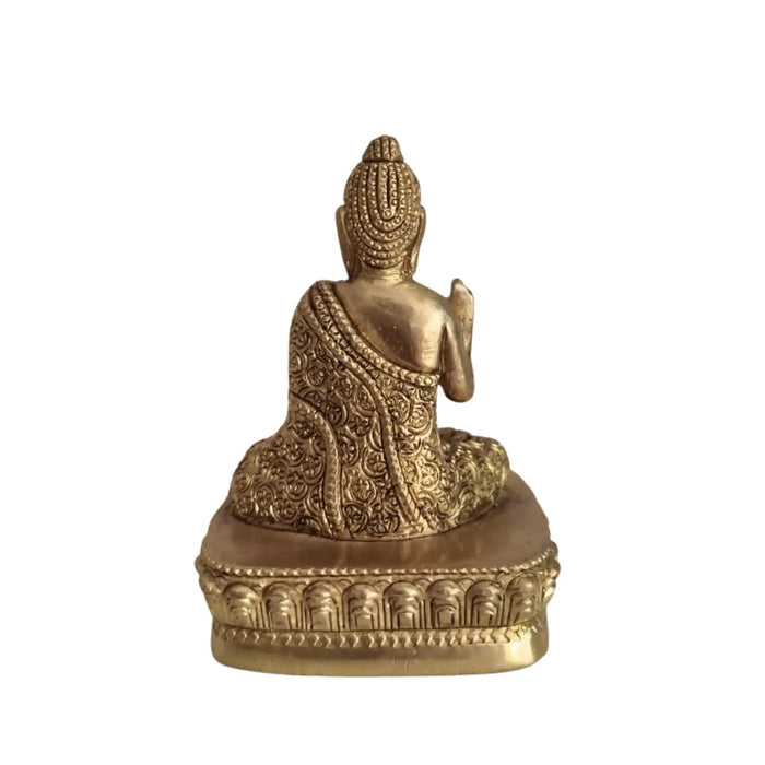 Brass Meditating Buddha Idol in Abhaya Mudra – Symbol of Peace   Brass Ware