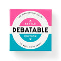 Brass Monkey Debatable Battle Edition party game featuring 200 hypothetical debate cards for family game nights and parties