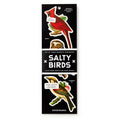 Set of three Brass Monkey Salty Birds magnetic bookmarks featuring vintage bird illustrations with humorous sayings for book lovers.