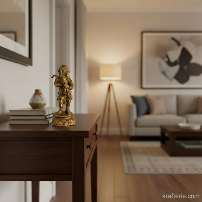 A gleaming brass Ganesha statue, perfect for home and spiritual decor.