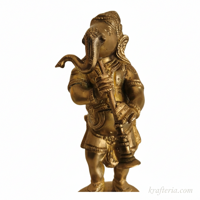 Brass Ganesha statue, a finely detailed sculpture for home and spiritual decor.