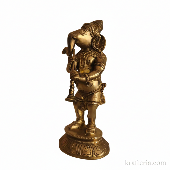 Intricate brass Ganesha statue, perfect for home and spiritual decor.