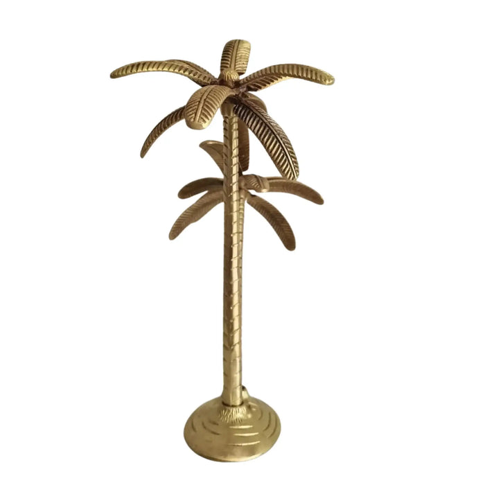 Brass palm tree decor tabletop accent