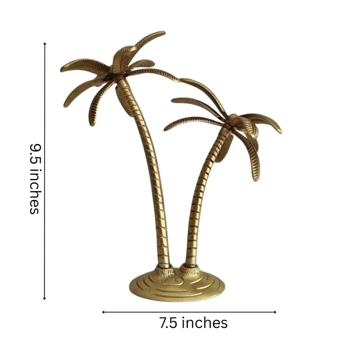 Brass palm tree decor accent for tables and homes.