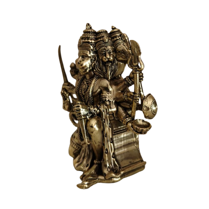 Brass Panchmukhi Hanuman Statue - 5-Faced Lord Bajrangbali for Protection & Vastu   Brass Artwork