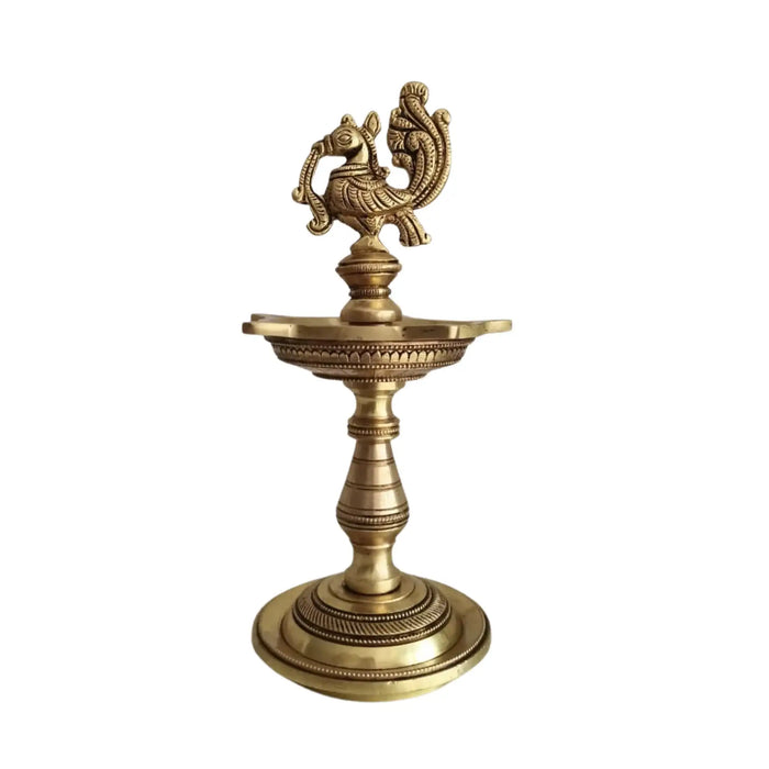 Brass Peacock Aishwarya Diya - Star-Shaped Traditional Oil Lamp   Brass Ware