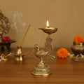Brass Peacock Diya Lamp (Mayur Deep) - Traditional Indian Oil Lamp   Brass Ware