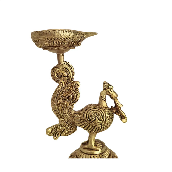 Brass Peacock Diya Lamp (Mayur Deep) - Traditional Indian Oil Lamp   Brass Ware