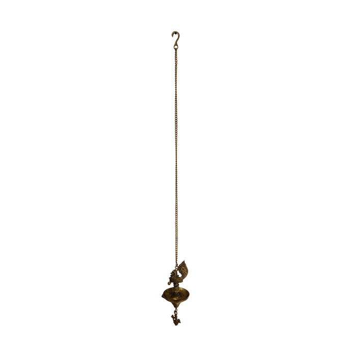 Brass Peacock Hanging Diya for Festivals - Decorative Lamp   Brass Decorative Lamps