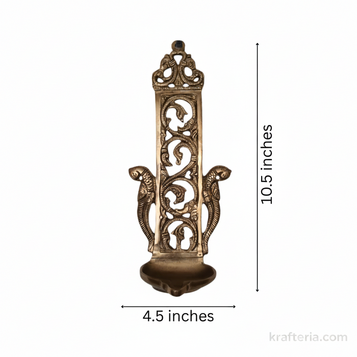 Brass Peacock Oil Lamp (Diya) | Handcrafted Traditional Indian Wall Art   Brass Artwork