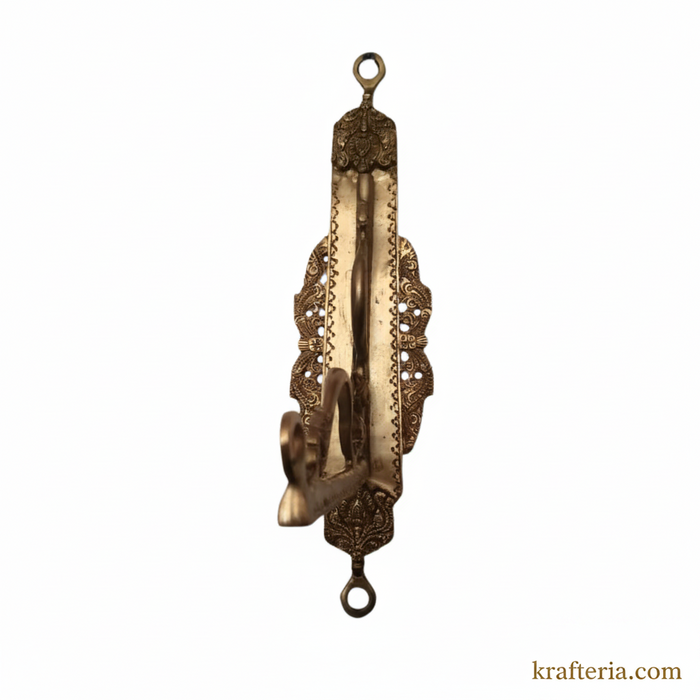 Brass peacock hook, decorative wall hanging, artisanal brass wall hook.