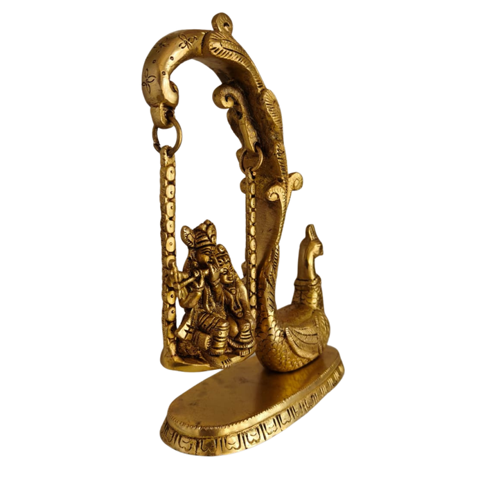 Brass Radha Krishna on Swing Wall Hanging   Brass Artwork