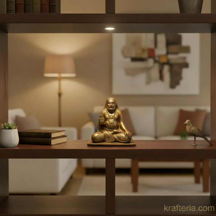 Antique brass Raghavendra Swamy statue, a divine idol for home decor.