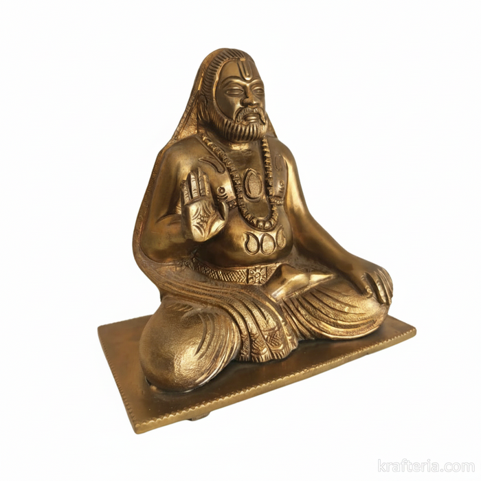 Antique brass Raghavendra Swamy statue, a beautiful brass artwork for home decor.