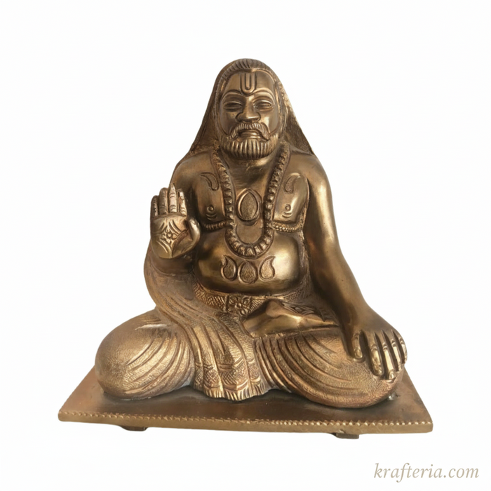 Antique Brass Raghavendra Swamy statue, ideal for home decor.