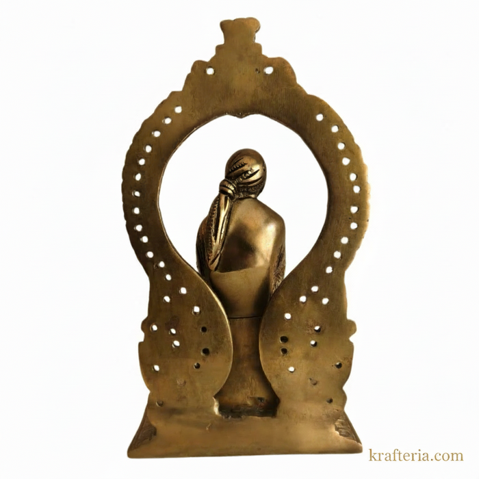 Brass Shirdi Sai Baba Statue with Prabhavali | Traditional Spiritual Altar Idol   Brass Artwork