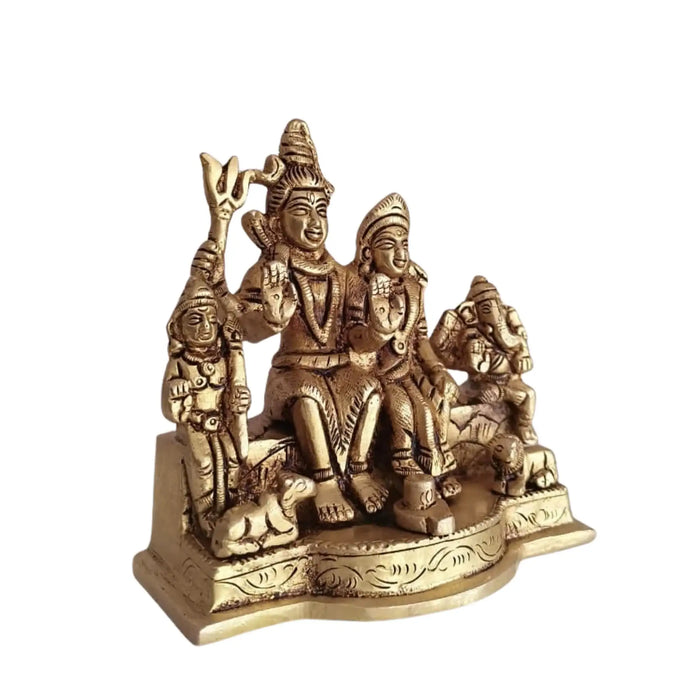 Brass Shiva Parivar Idol – Lord Shiva Family for Pooja & Home Temple Decor   Brass Ware