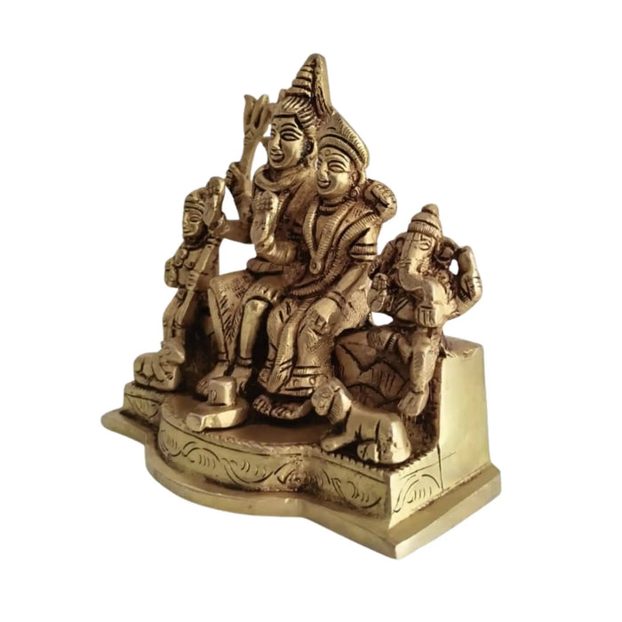Brass Shiva Parivar Idol – Lord Shiva Family for Pooja & Home Temple Decor   Brass Ware