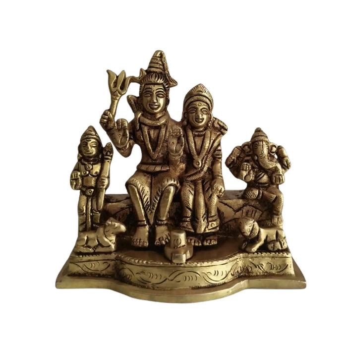 Brass Shiva Parivar Idol – Lord Shiva Family for Pooja & Home Temple Decor   Brass Ware
