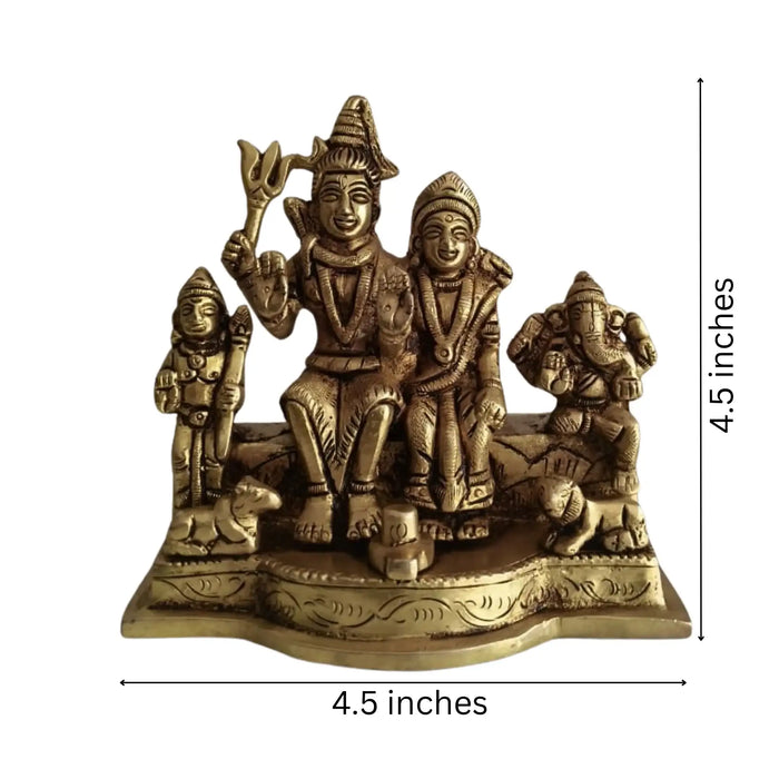 Brass Shiva Parivar Idol – Lord Shiva Family for Pooja & Home Temple Decor   Brass Ware