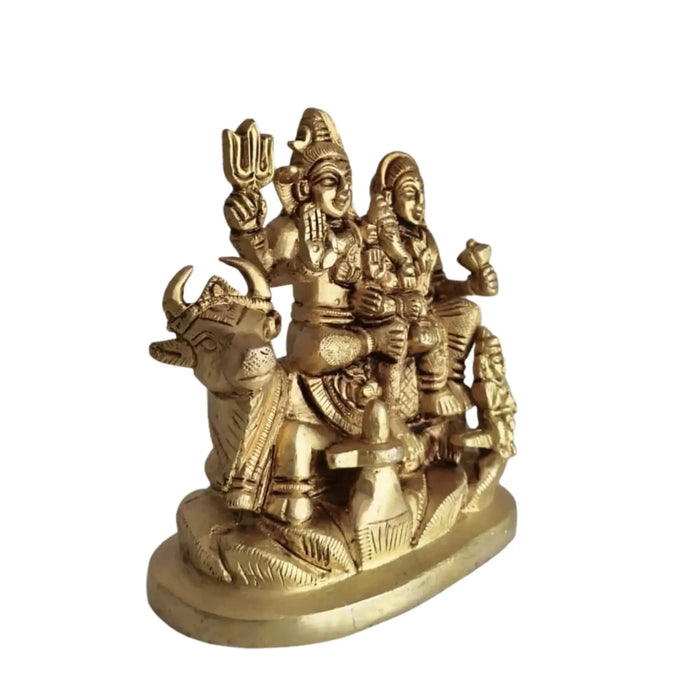 Brass Shiva Parivar Idol – Lord Shiva Family for Pooja & Home Temple Decor   Brass Ware