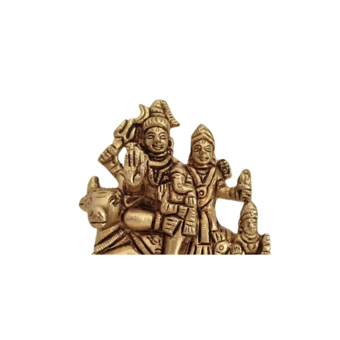 Brass Shiva Parivar Idol on Nandi – Divine Family for Harmony and Protection   Brass Ware