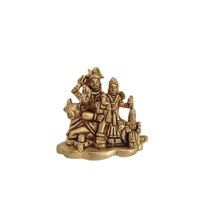 Brass Shiva Parivar Idol on Nandi – Divine Family for Harmony and Protection   Brass Ware