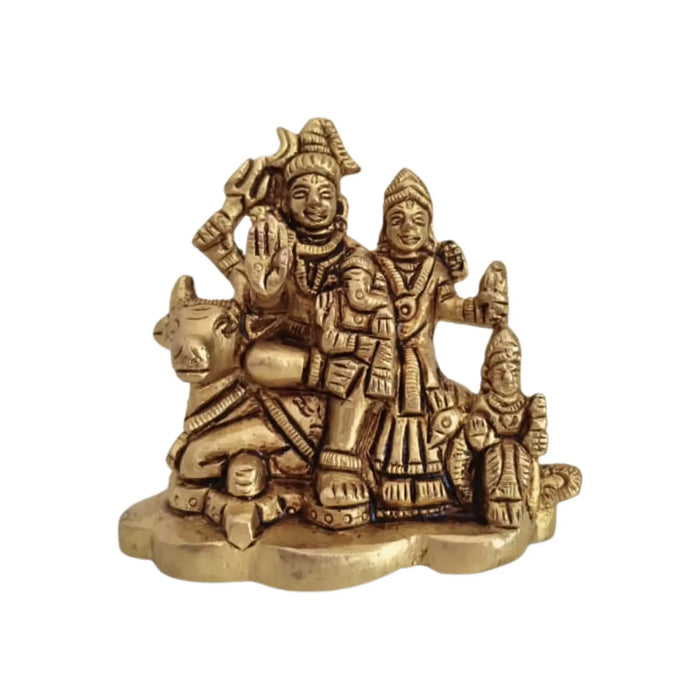 Brass Shiva Parivar Idol on Nandi – Divine Family for Harmony and Protection   Brass Ware